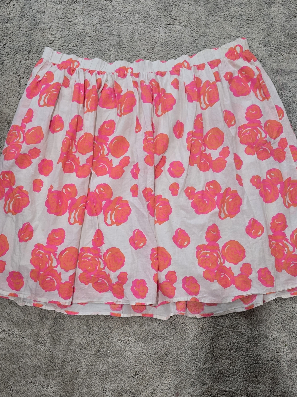 Womans Plus Size Lane Bryant Cotton Neon Pink Floral Print Lined Skirt *0174